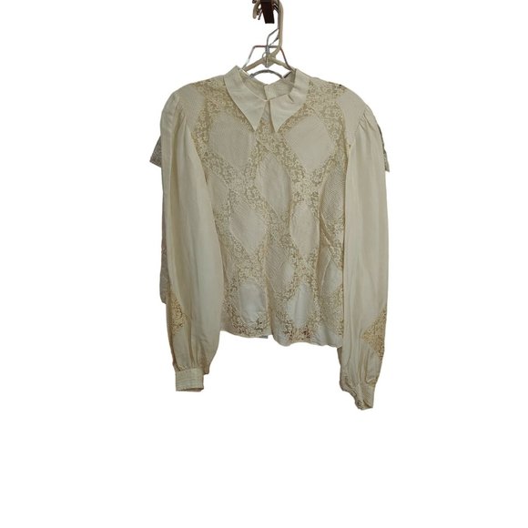 COPY - Vintage/Antique Lot of 5 Damaged/ Wounded Cream Various Era Blouses  "As… - Picture 13 of 16